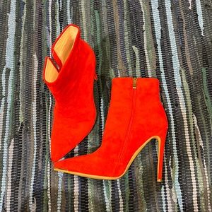 Red high heel booties